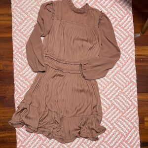 Current Air Dusty Rose Textured Ruffle-Neck Top